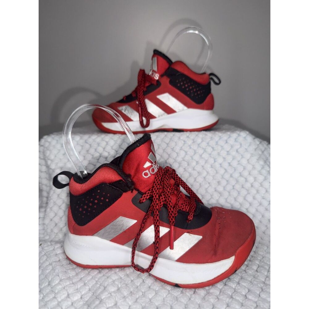 Adidas Kids Black and Red High-top Sneakers youth size 11